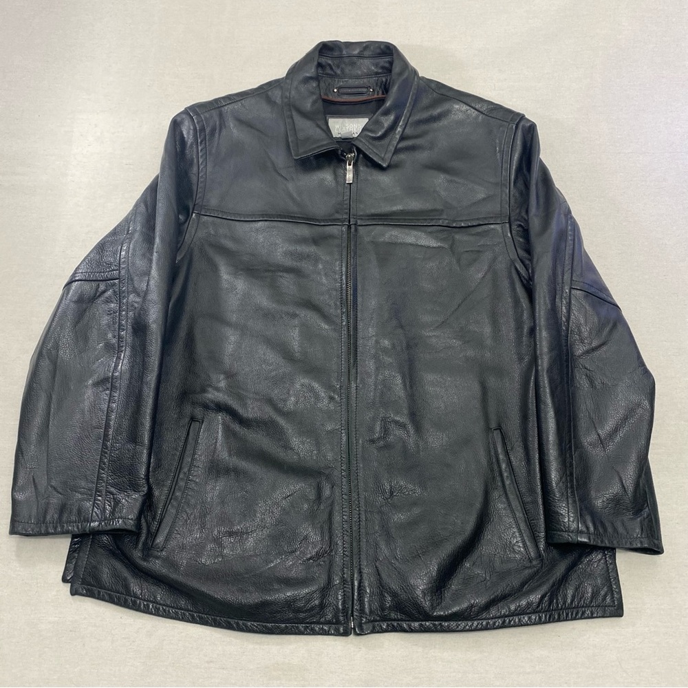 WILSONS LEATHER M. JULIAN Sz XL Black Heavyweight Leather Full Zip Bomber Jacket